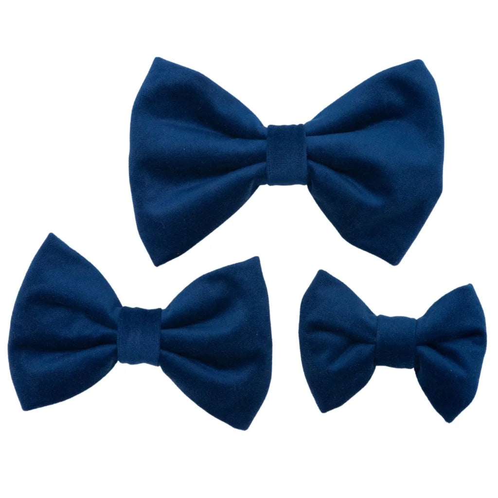 Welurowa muszka dla psa - granatowa