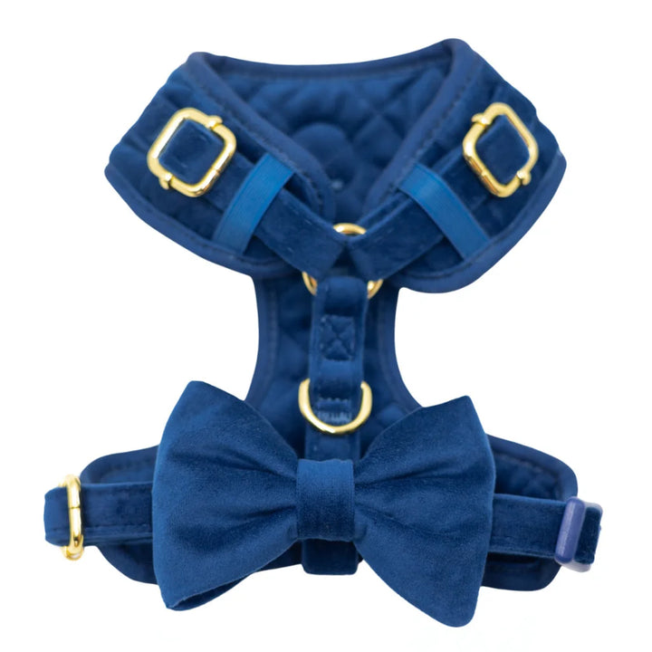 Welurowa muszka dla psa - granatowa