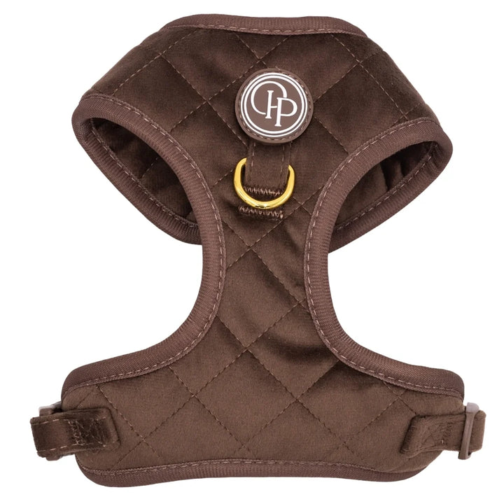 Welurowe szelki bezuciskowe dla psa – brązowe