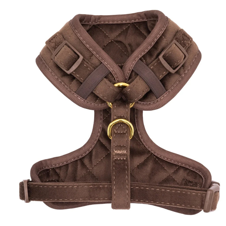 Welurowe szelki bezuciskowe dla psa – brązowe
