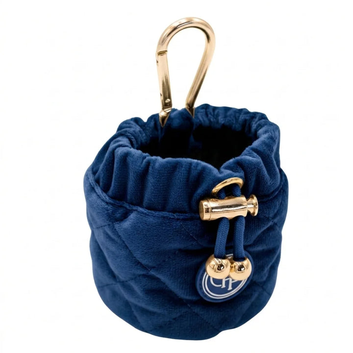 Welurowa saszetka na smaczki dla psa - granatowa