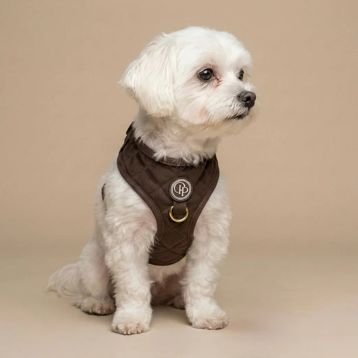 Welurowe szelki bezuciskowe dla psa – brązowe