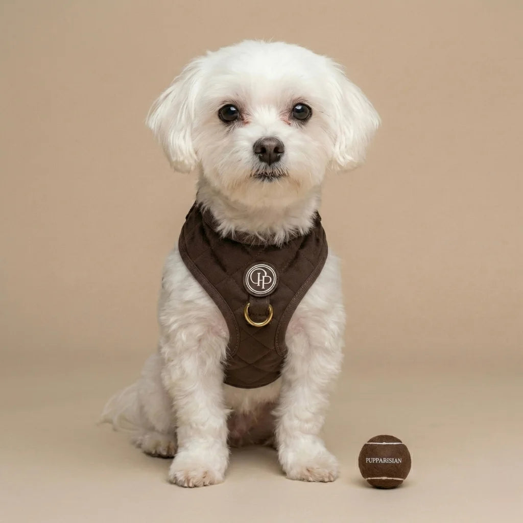 Welurowe szelki bezuciskowe dla psa – brązowe