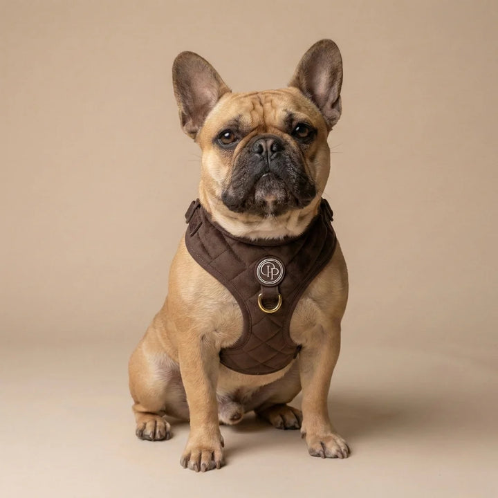 Welurowe szelki bezuciskowe dla psa – brązowe