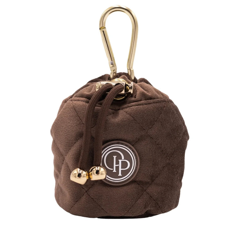 Welurowa saszetka na smaczki dla psa - brązowa