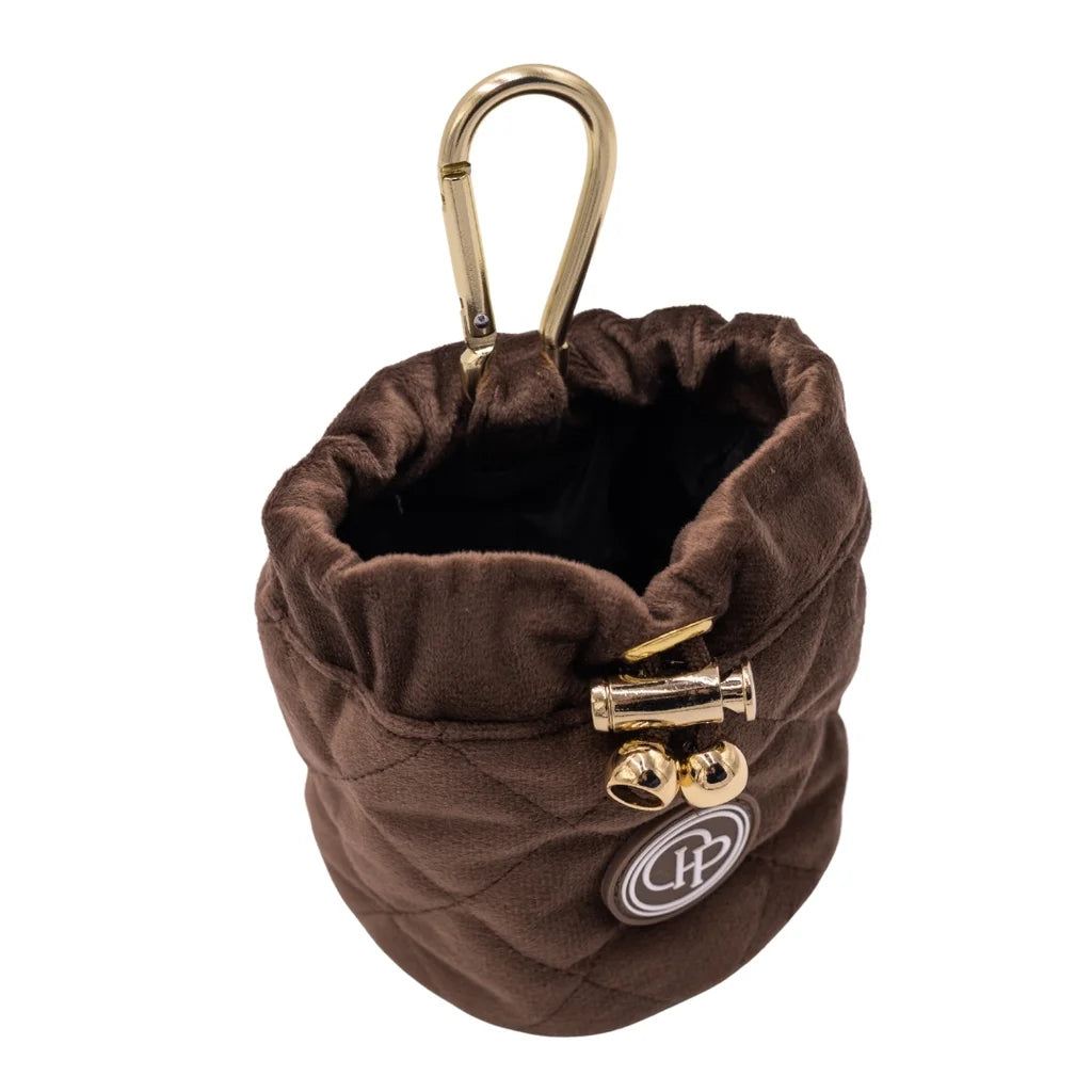 Welurowa saszetka na smaczki dla psa - brązowa