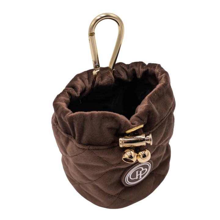 Welurowa saszetka na smaczki dla psa - brązowa