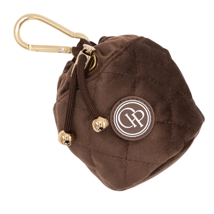 Welurowa saszetka na smaczki dla psa - brązowa