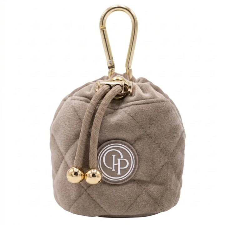 Welurowa saszetka na smaczki dla psa - beżowa