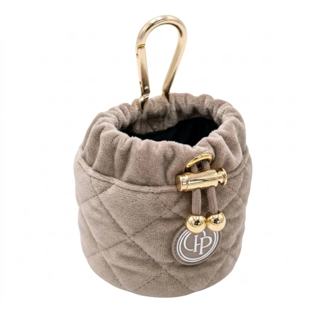 Welurowa saszetka na smaczki dla psa - beżowa