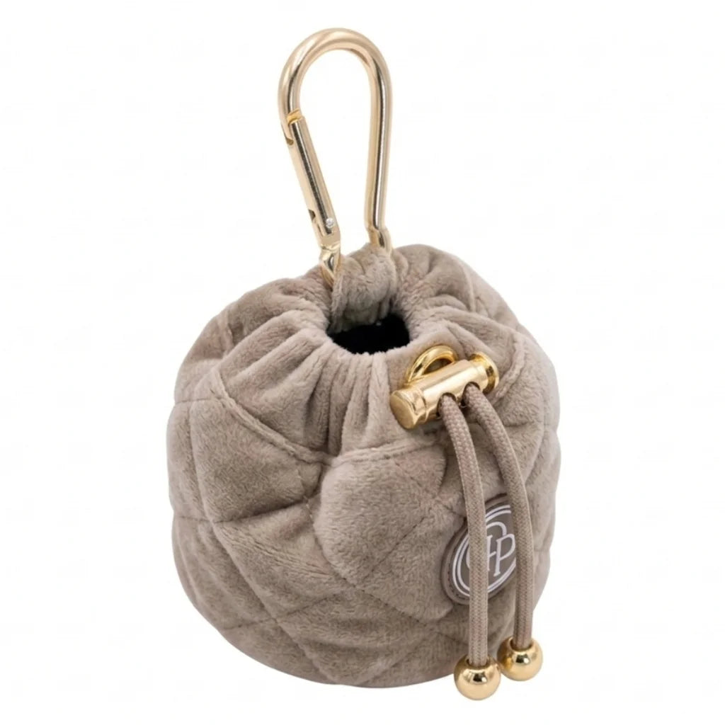 Welurowa saszetka na smaczki dla psa - beżowa