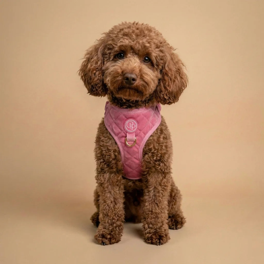 Welurowe szelki bezuciskowe dla psa – różowe