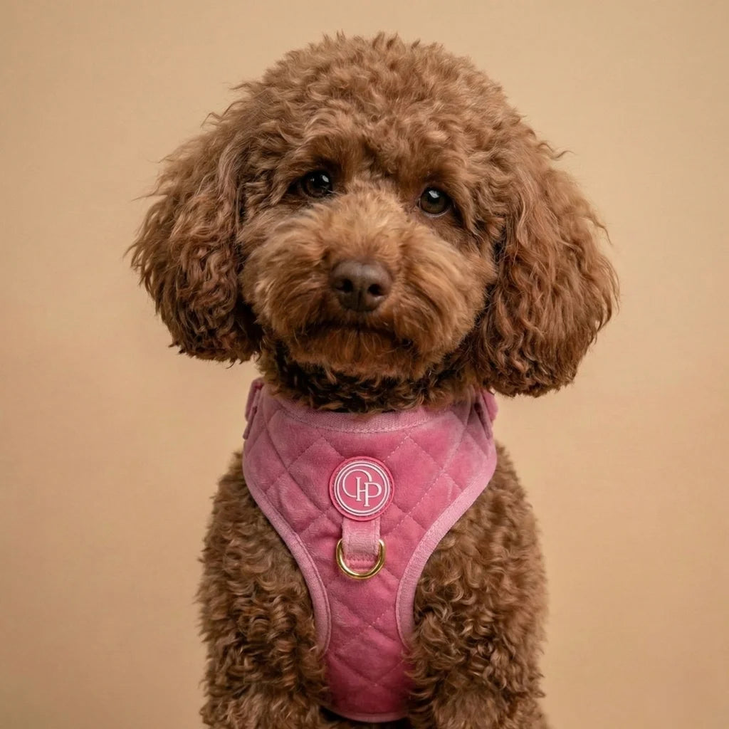 Welurowe szelki bezuciskowe dla psa – różowe