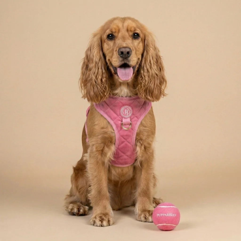 Welurowe szelki bezuciskowe dla psa – różowe