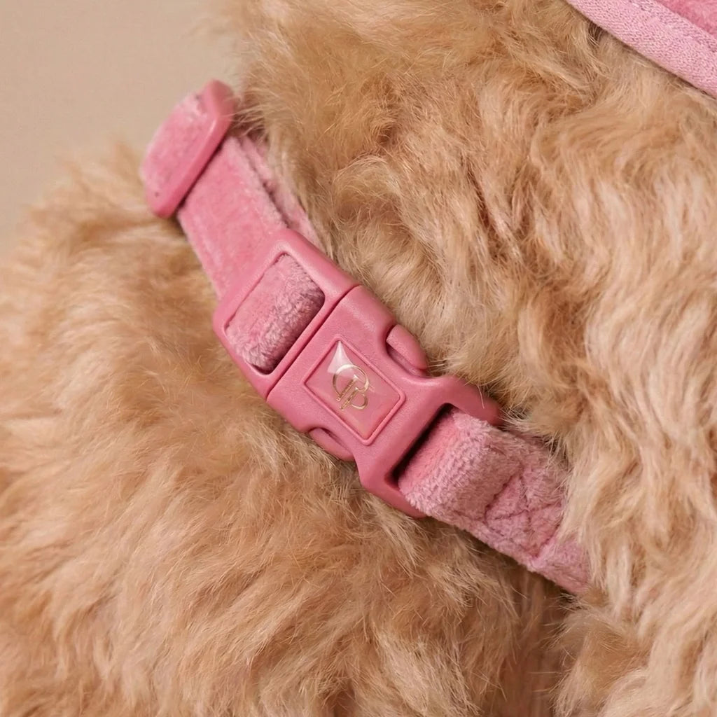 Welurowe szelki bezuciskowe dla psa – różowe