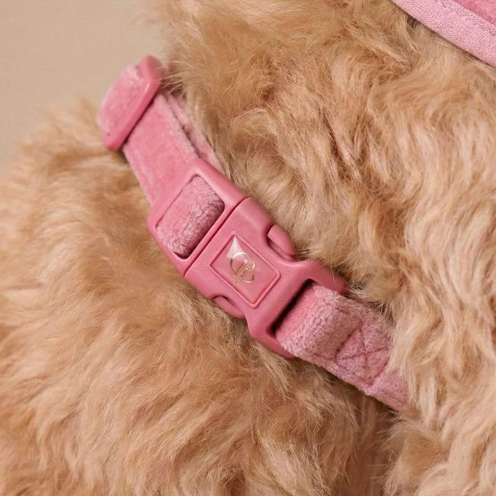 Welurowe szelki bezuciskowe dla psa – różowe