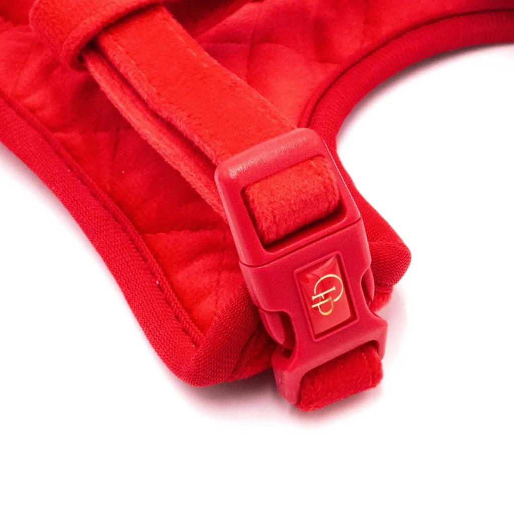 Welurowe szelki bezuciskowe dla psa 2.0 - czerwone