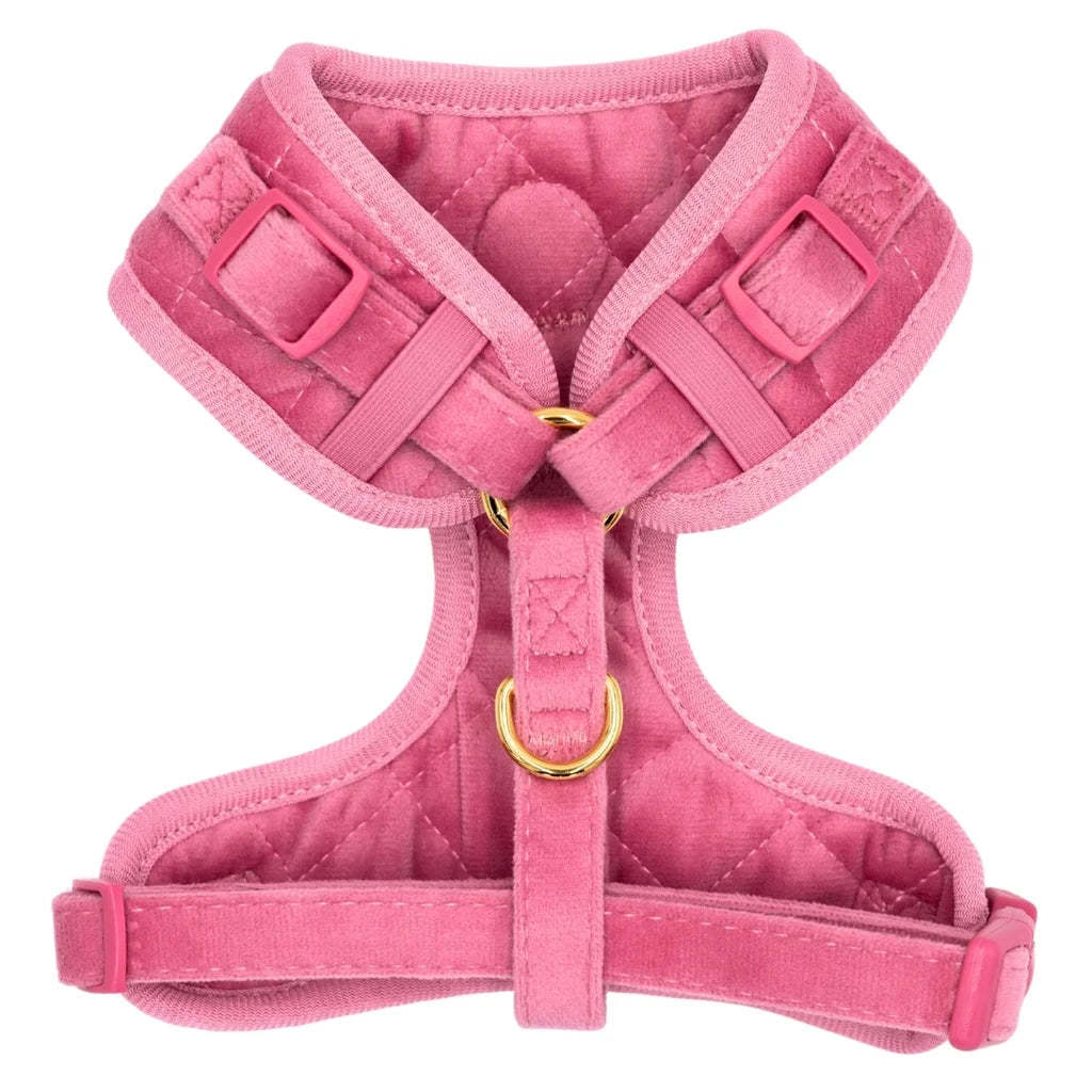 Welurowe szelki bezuciskowe dla psa – różowe