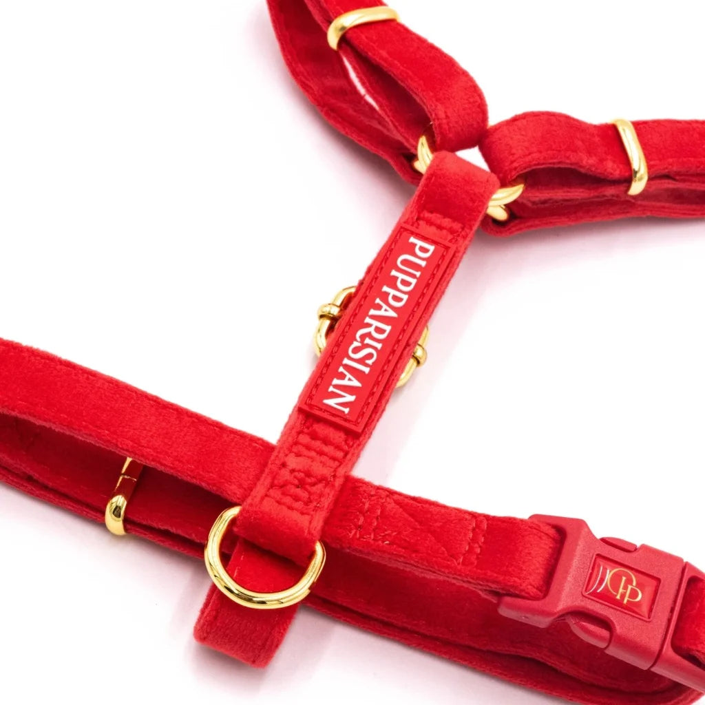 Welurowe szelki guard dla psa 2.0 – czerwone