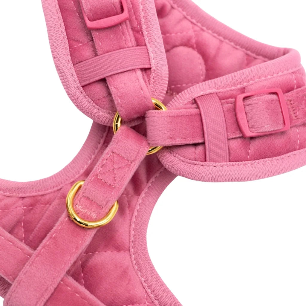 Welurowe szelki bezuciskowe dla psa – różowe