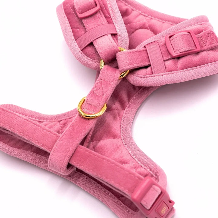 Welurowe szelki bezuciskowe dla psa – różowe