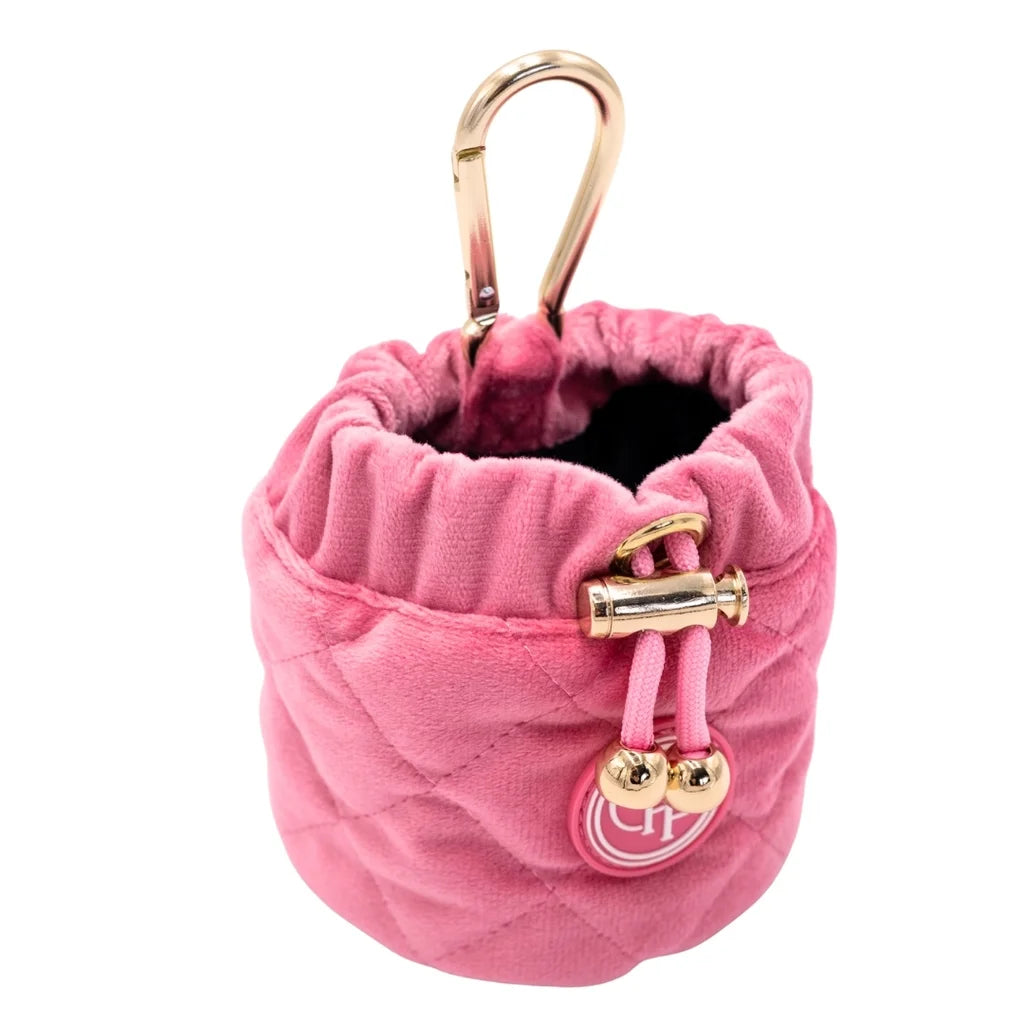 Welurowa saszetka na smaczki dla psa - różowa