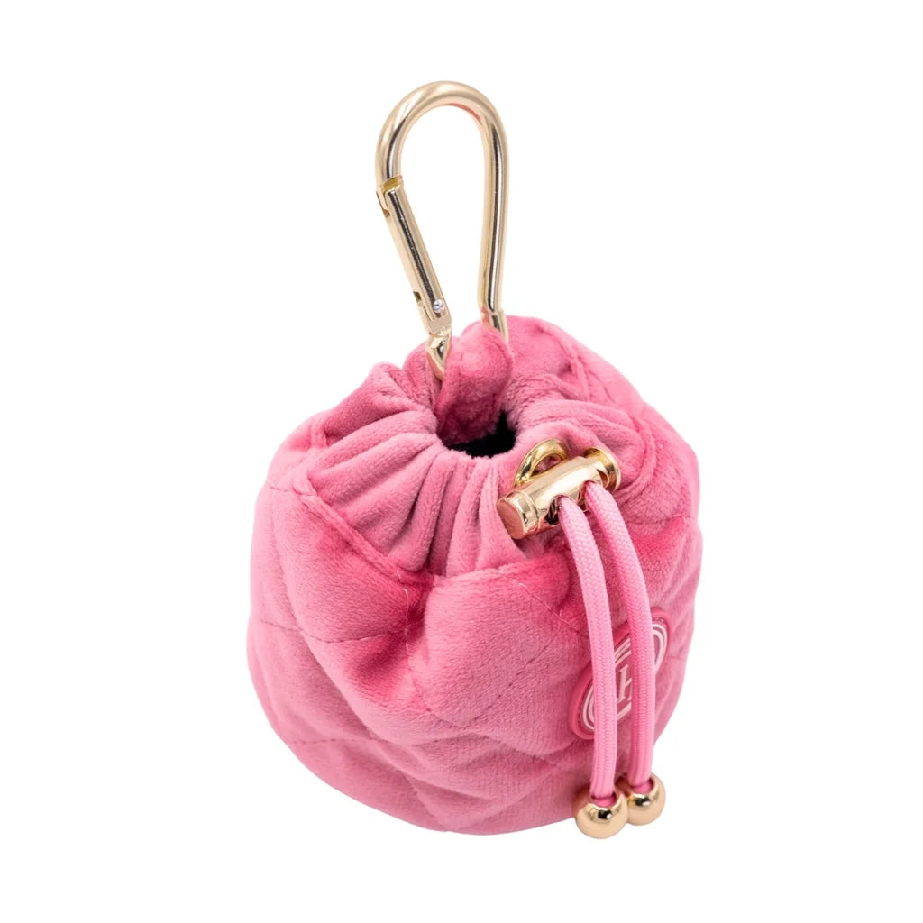 Welurowa saszetka na smaczki dla psa - różowa