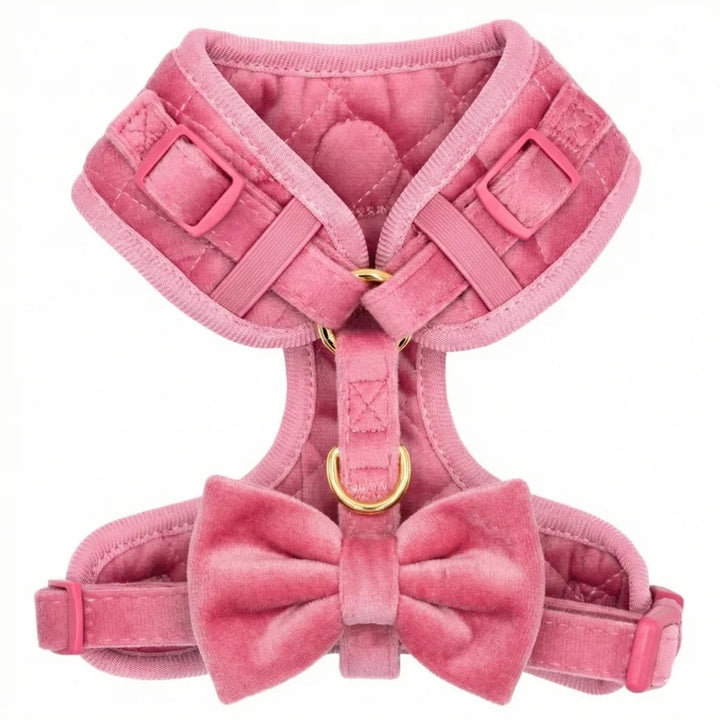Welurowe szelki bezuciskowe dla psa – różowe