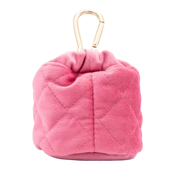 Welurowa saszetka na smaczki dla psa - różowa
