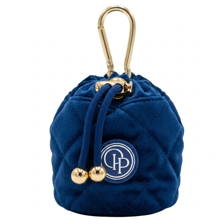 Welurowa saszetka na smaczki dla psa - granatowa