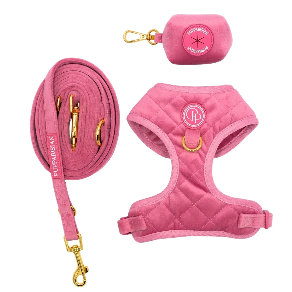 Welurowe szelki bezuciskowe dla psa – różowe