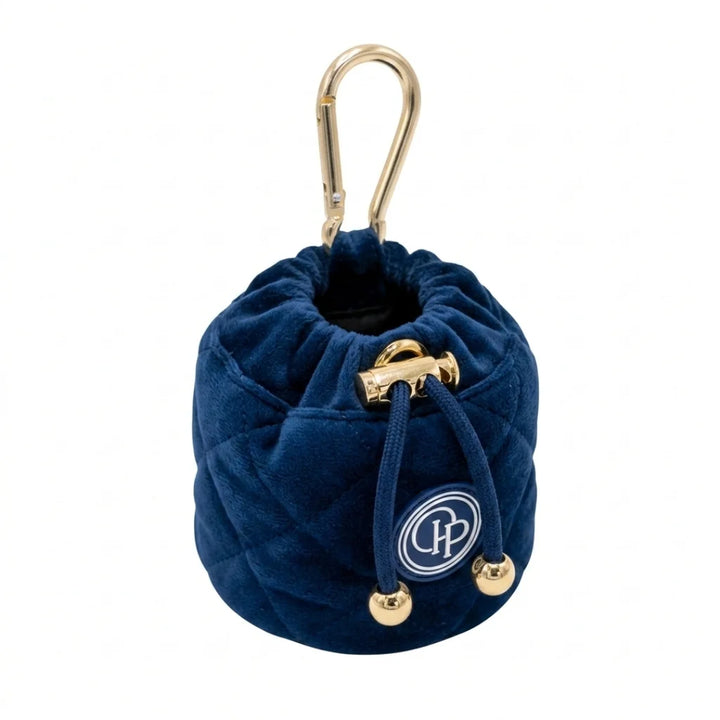 Welurowa saszetka na smaczki dla psa - granatowa